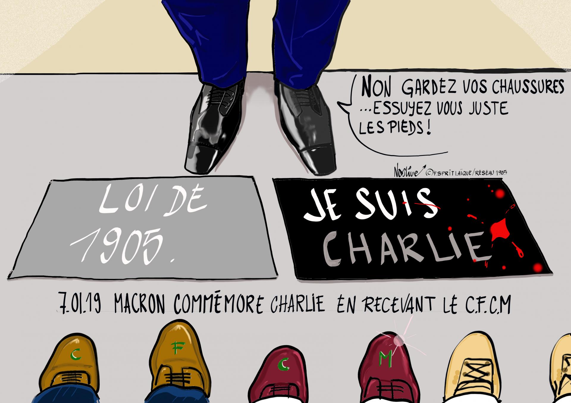 07/01/2019 Macron recoit le CFCM à l'Elysée , le jour anniversaire de CHARLIE